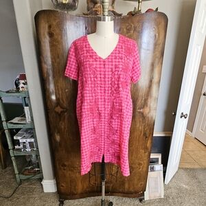 Johnny Was Pink Checkered Mini Dress